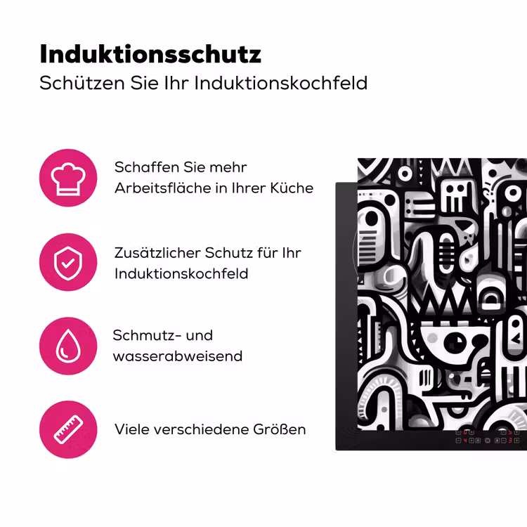 Symbolen - Abstract - Grafisch - Zwart Inductie beschermer vinyl 3mm klein -zzzzzzz-lf-ups