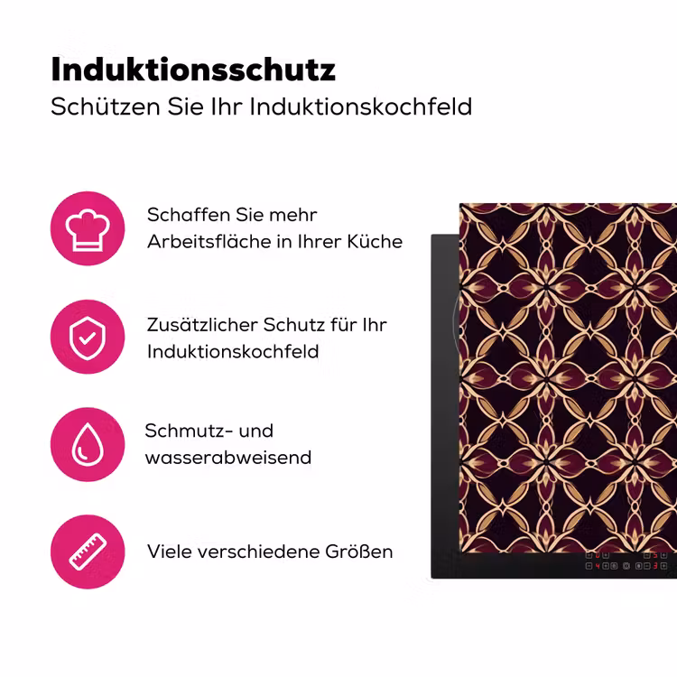Symmetrisch - Tegel - Burgundy Inductie beschermer vinyl 3mm klein 276 -zzzzzzz-lf-ups