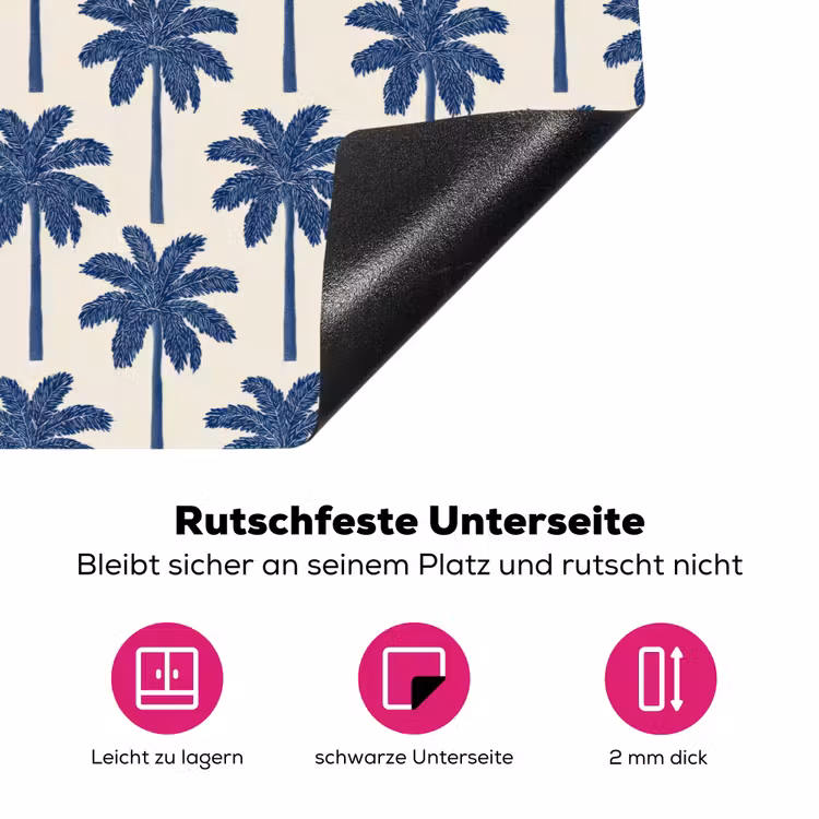 Symmetrisch - Palm - Blauw Inductie beschermer vinyl 3mm klein 276 -zzzzzzz-lf-onderkant