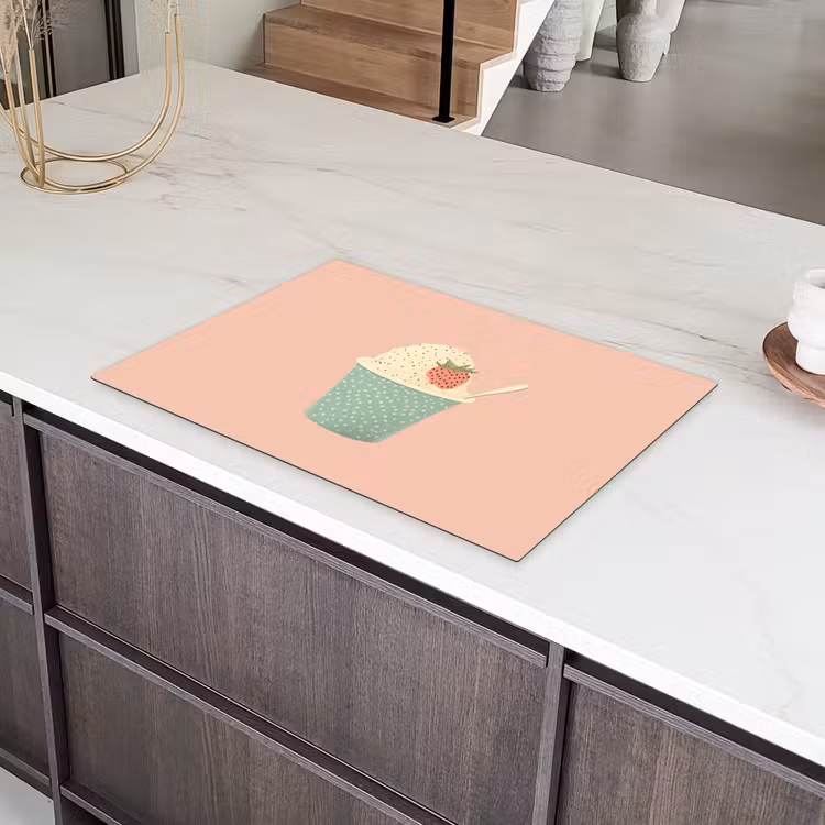 Bakje - Ijs - Aardbei - Roze Inductie beschermer vinyl 3mm klein -sfeer8