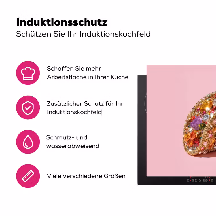 Taco - Kleurrijk - Edelstenen - Goud Inductie beschermer vinyl 3mm klein -zzzzzzz-lf-ups