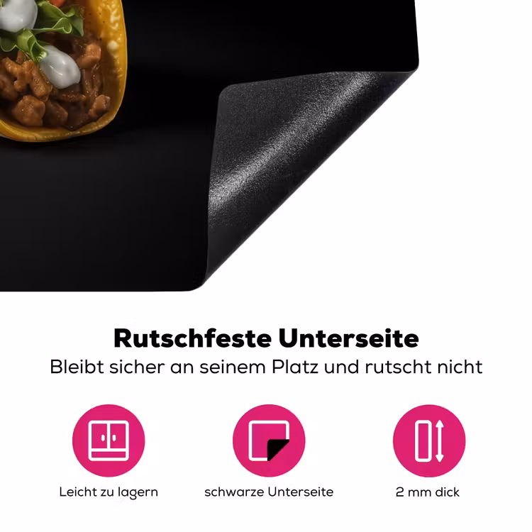 Taco - Vlees - Salade - Delftsblauw - Motief Inductie beschermer vinyl 3mm klein -zzzzzzz-lf-onderkant