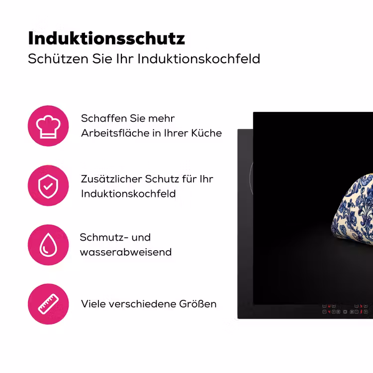 Taco - Vlees - Salade - Delftsblauw - Motief Inductie beschermer vinyl 3mm klein -zzzzzzz-lf-ups