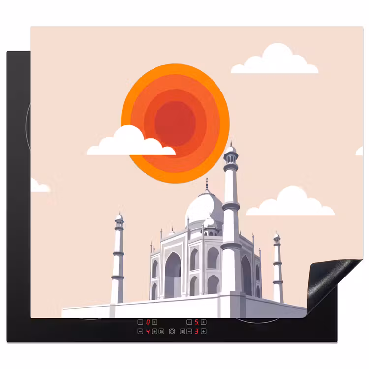 Taj Mahal - Zon - Koepel - Architectuur - India - Grafisch Inductie beschermer vinyl 3mm middel -3d
