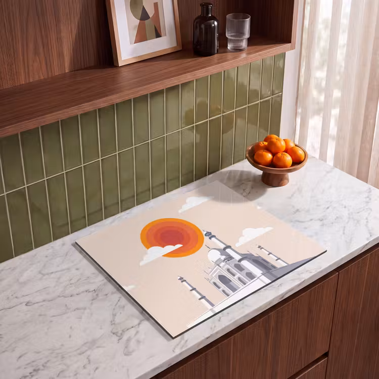 Taj Mahal - Zon - Koepel - Architectuur - India - Grafisch Inductie beschermer vinyl 3mm middel -sfeer8