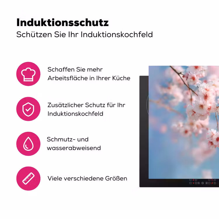 Takken - Bloesems - Roze Inductie beschermer vinyl 3mm klein -zzzzzzz-lf-ups