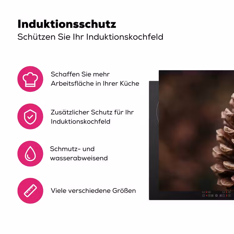 Dennenappel - Bos - Herfst - Bruin - Sfeervol Inductie beschermer vinyl 3mm klein -zzzzzzz-lf-ups