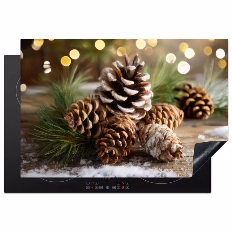 Dennenappels - Kerstsfeer - Bruin - Groen Inductie beschermer vinyl 3mm klein -3d