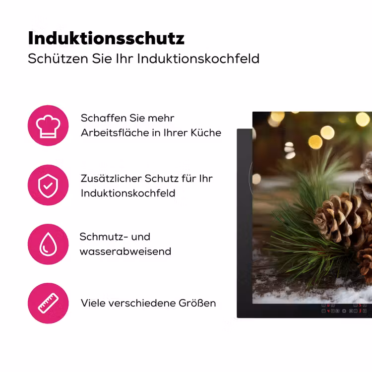 Dennenappels - Kerstsfeer - Bruin - Groen Inductie beschermer vinyl 3mm klein -zzzzzzz-lf-ups