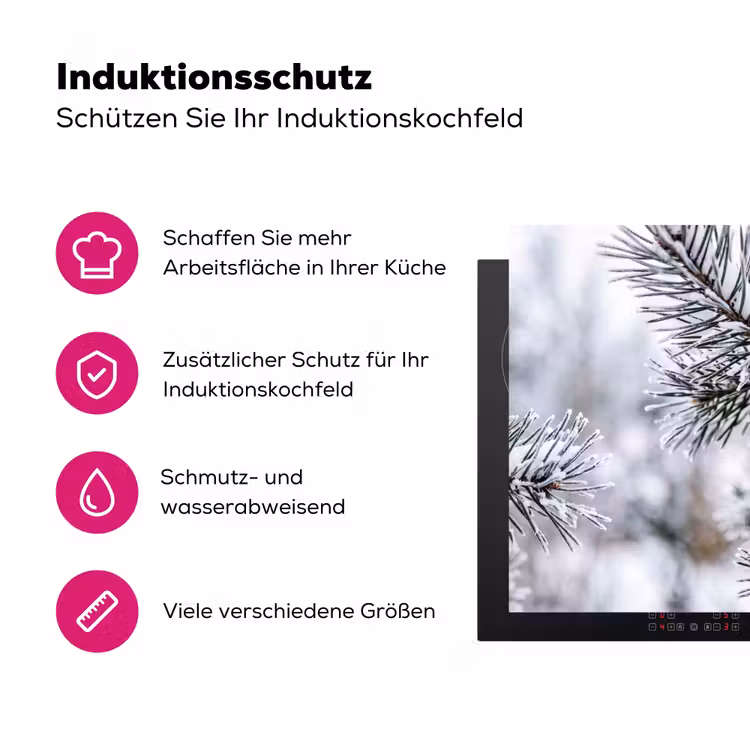 Dennenappel - Tak - Sneeuw - Winter - Sfeervol Inductie beschermer vinyl 3mm klein -zzzzzzz-lf-ups