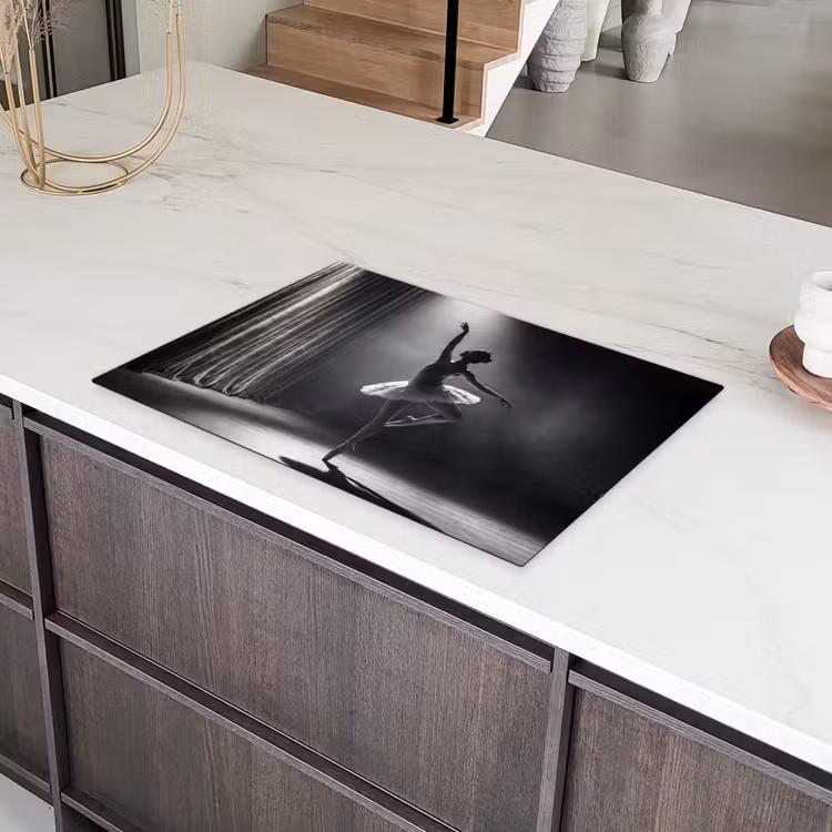 Danser - Podium - Zwart-wit - Kunst - Klassiek Inductie beschermer vinyl 3mm klein -sfeer8