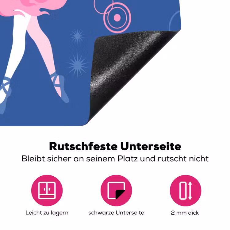 Danseres - Vlammenrok - Abstract - Roze - Blauw Inductie beschermer vinyl 3mm middel -zzzzzzz-lf-onderkant