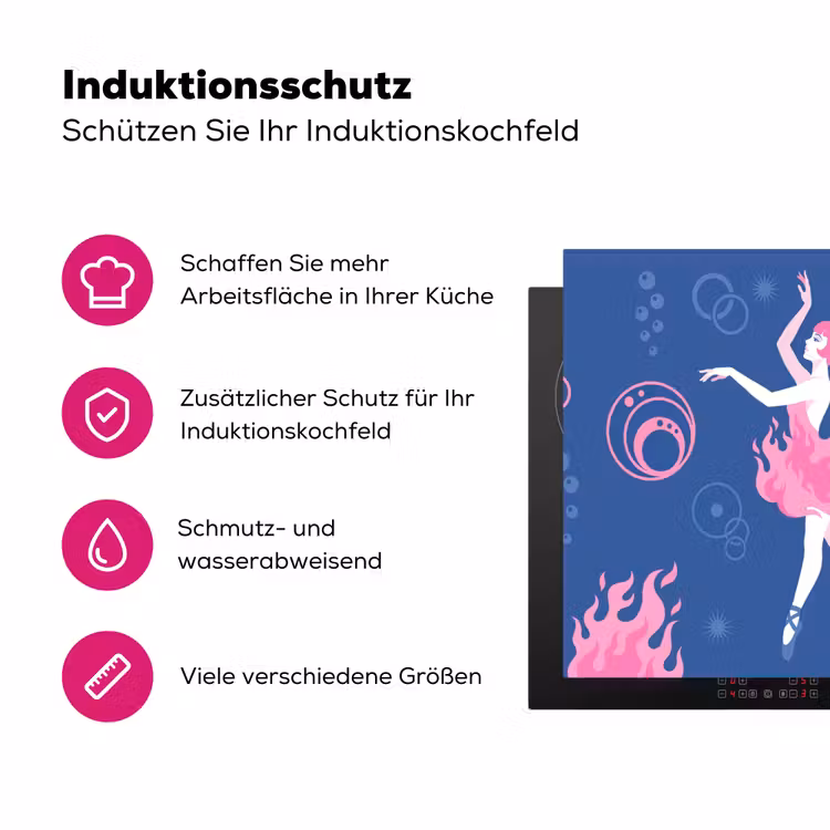 Danseres - Vlammenrok - Abstract - Roze - Blauw Inductie beschermer vinyl 3mm middel -zzzzzzz-lf-ups