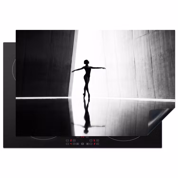 Danser - Silhouette - Kunst - Modern - Zwart-wit Inductie beschermer vinyl 3mm klein -3d