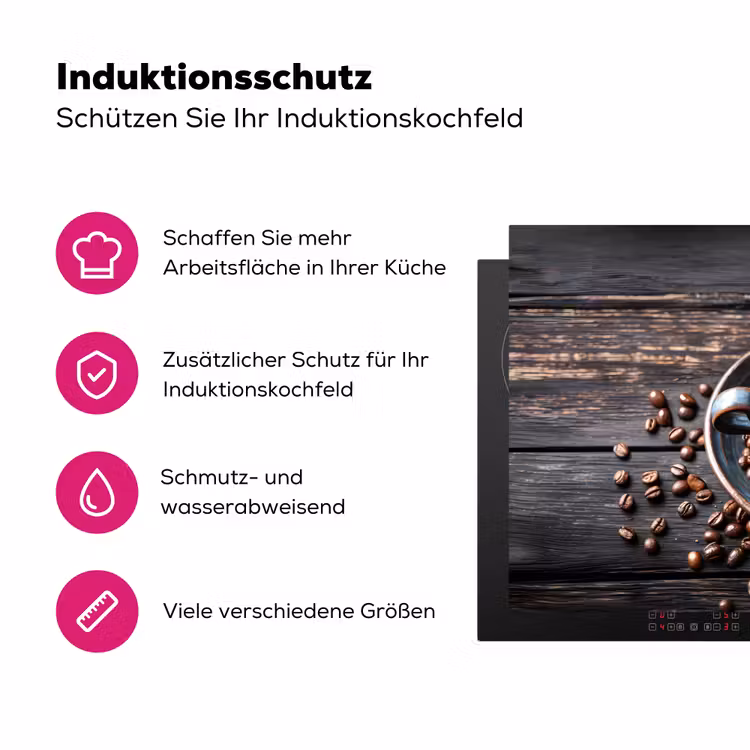 Kop - Koffie - Hout - Bonen Inductie beschermer vinyl 3mm klein -zzzzzzz-lf-ups