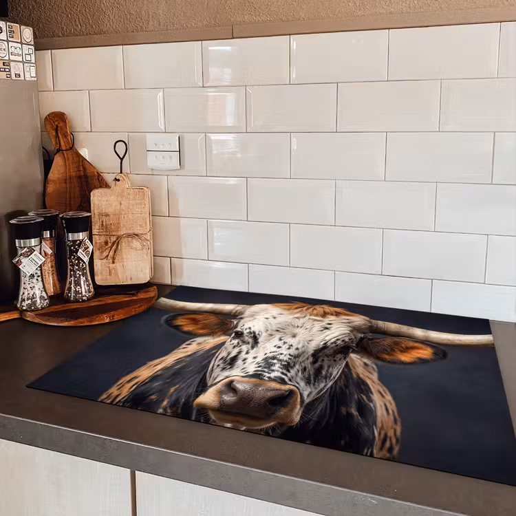 Stier - Kleurrijk - Hoorns Inductie beschermer vinyl 3mm klein -sfeer3