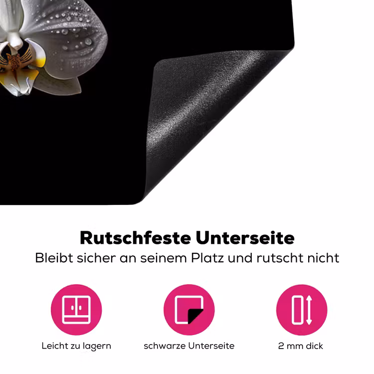 Dauwdruppels op Witte Orchideeën Inductie beschermer vinyl 3mm klein -zzzzzzz-lf-onderkant