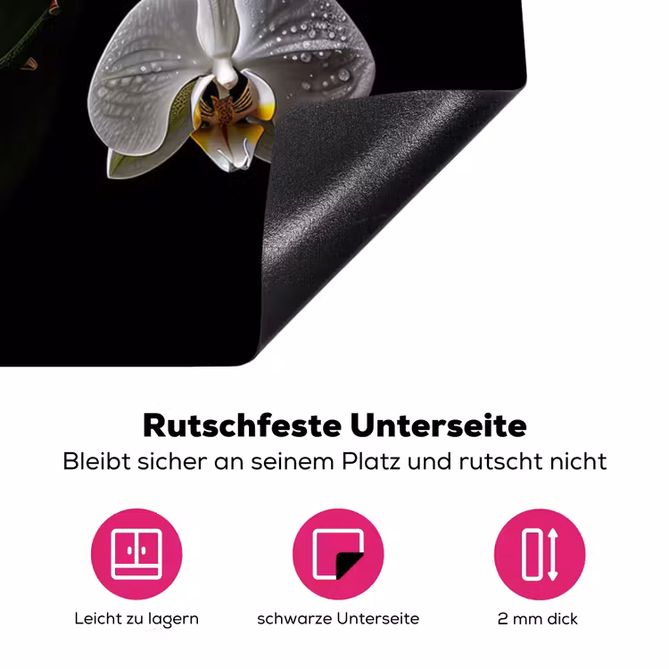 Dauwdruppels op Witte Orchideeën Inductie beschermer vinyl 3mm middel -zzzzzzz-lf-onderkant