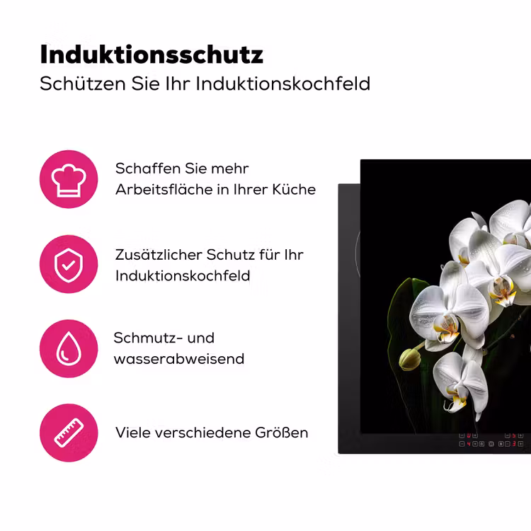 Dauwdruppels op Witte Orchideeën Inductie beschermer vinyl 3mm middel -zzzzzzz-lf-ups