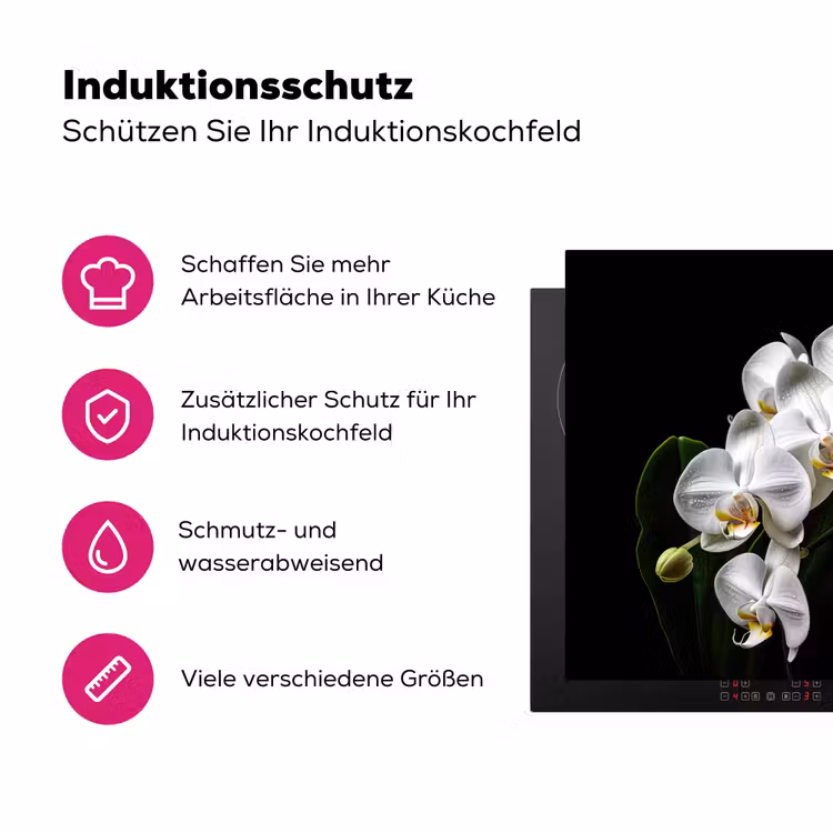 Dauwdruppels op Witte Orchideeën Inductie beschermer vinyl 3mm klein -zzzzzzz-lf-ups