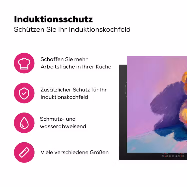 Teddybeer - Schaduw - Penseelstreken - Paars Inductie beschermer vinyl 3mm klein -zzzzzzz-lf-ups