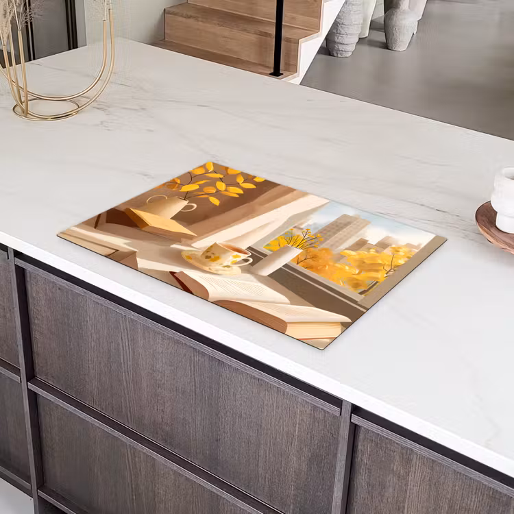Thee - Boek - Thee - Herfst Inductie beschermer vinyl 3mm klein -sfeer8