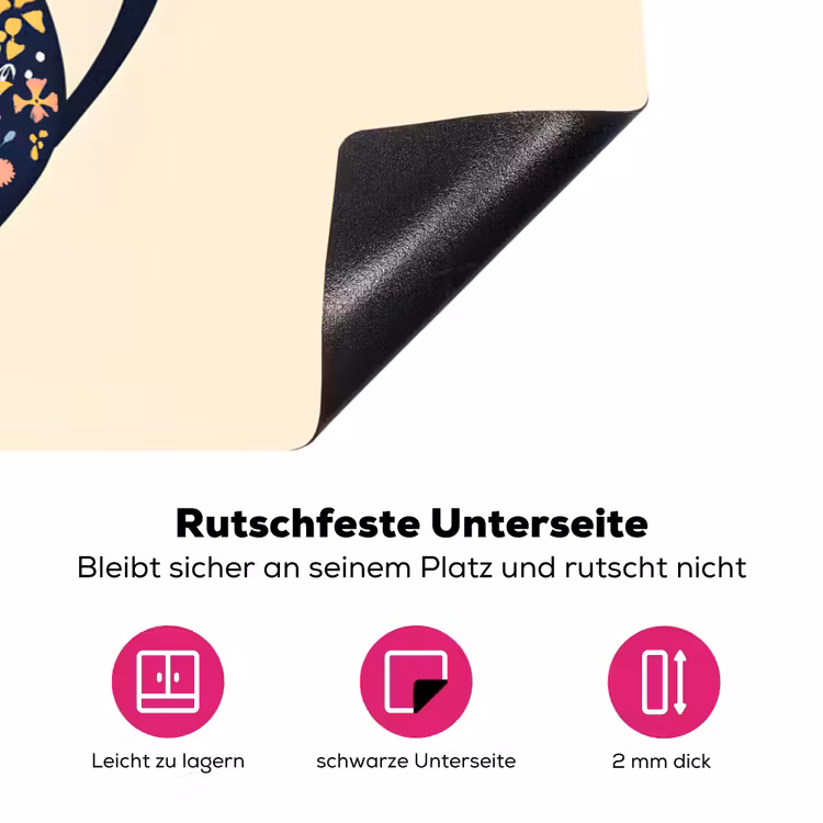 Theepot - Kleurrijk - Bloemen Inductie beschermer vinyl 3mm klein -zzzzzzz-lf-onderkant