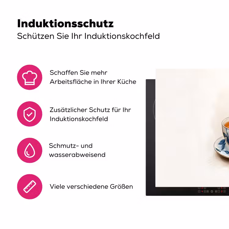 Theekop - Bladeren - Blauw Inductie beschermer vinyl 3mm klein -zzzzzzz-lf-ups