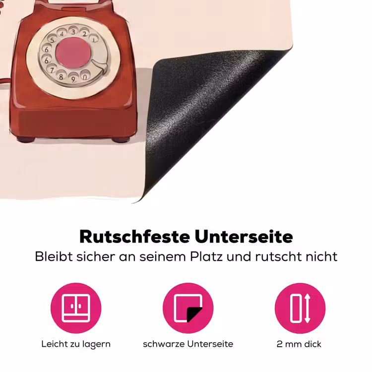 Telefoon - Hand - Vintage - Communicatie - Rood Inductie beschermer vinyl 3mm middel -zzzzzzz-lf-onderkant