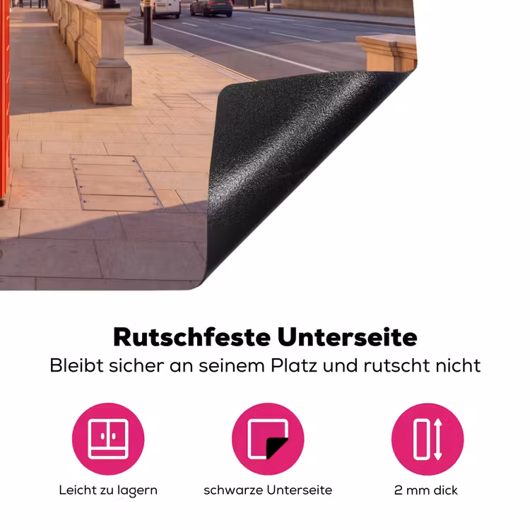Telefooncel - Rood - Londen - Stad - Architectuur Inductie beschermer vinyl 3mm middel -zzzzzzz-lf-onderkant