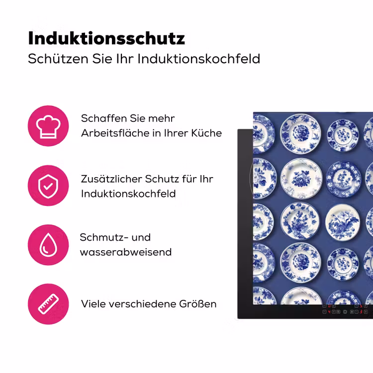 Borden - Floraal - Blauw Inductie beschermer vinyl 3mm klein 276 -zzzzzzz-lf-ups