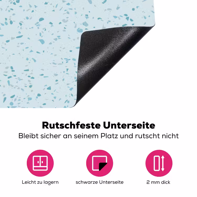 Terrazzo - Patroon - Kleurrijk - Baby Blauw Inductie beschermer vinyl 3mm klein 276 -zzzzzzz-lf-onderkant