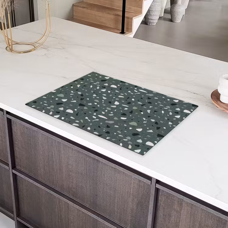 Terrazzo - Patroon - Kleurrijk - Groen Inductie beschermer vinyl 3mm klein 276 -sfeer8