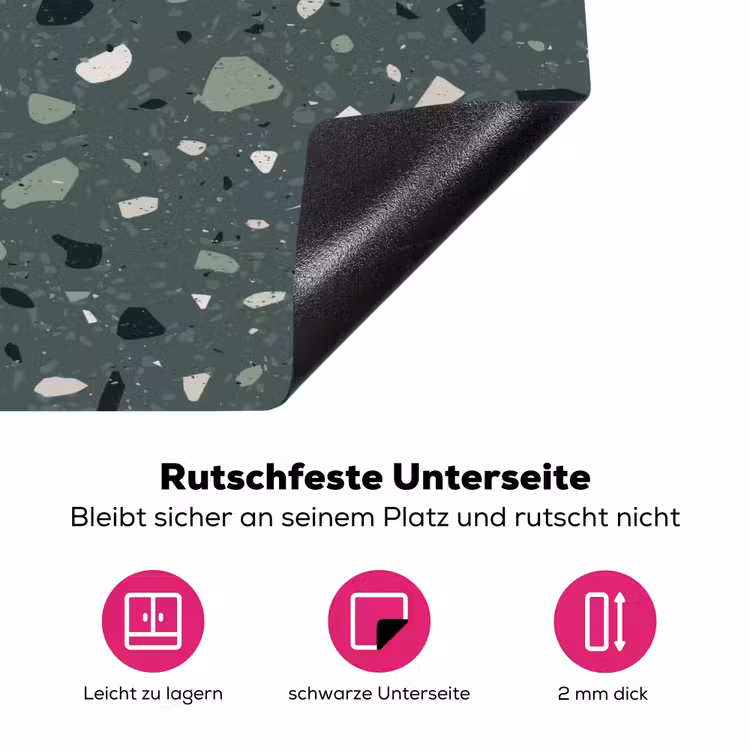 Terrazzo - Patroon - Kleurrijk - Groen Inductie beschermer vinyl 3mm klein 276 -zzzzzzz-lf-onderkant