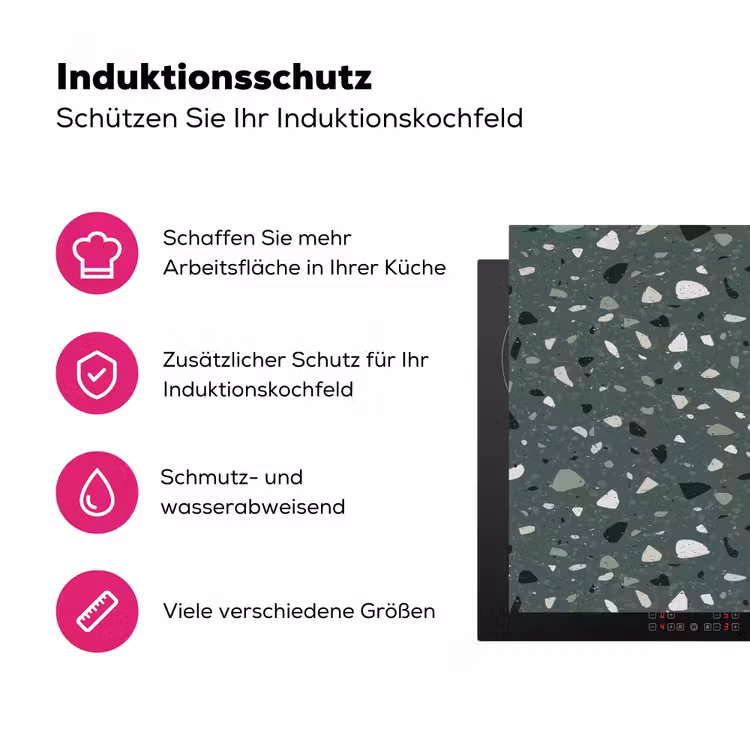 Terrazzo - Patroon - Kleurrijk - Groen Inductie beschermer vinyl 3mm klein 276 -zzzzzzz-lf-ups