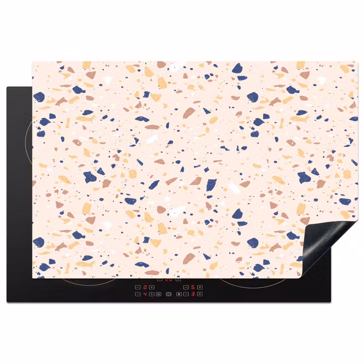 Terrazzo -  Patroon - Kleurrijk - Indigo Inductie beschermer vinyl 3mm klein 276 -3d