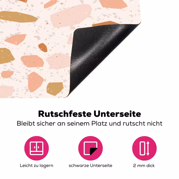 Terrazzo - Patroon - Kleurrijk - Zalm Inductie beschermer vinyl 3mm klein 276 -zzzzzzz-lf-onderkant