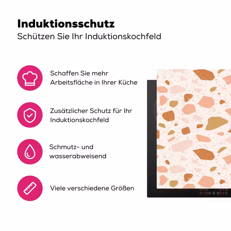 Terrazzo - Patroon - Kleurrijk - Zalm Inductie beschermer vinyl 3mm klein 276 -zzzzzzz-lf-ups