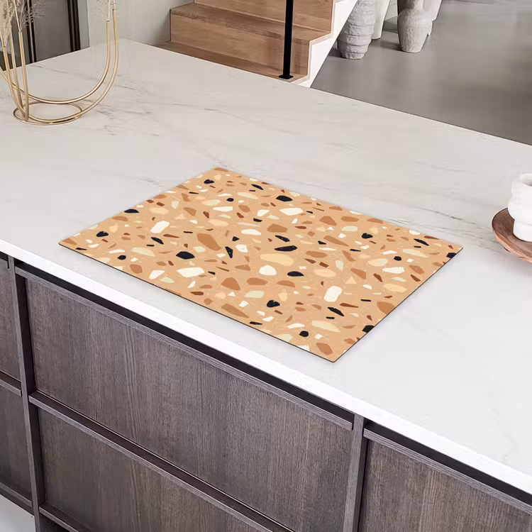 Terrazzo - Patroon - Kleurrijk - Oranje Inductie beschermer vinyl 3mm klein 276 -sfeer8