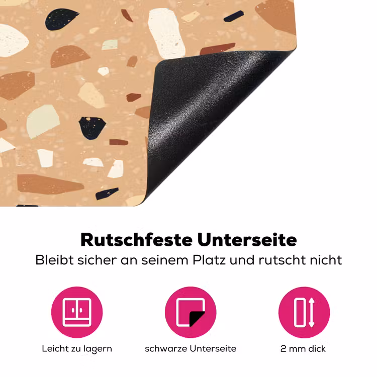 Terrazzo - Patroon - Kleurrijk - Oranje Inductie beschermer vinyl 3mm klein 276 -zzzzzzz-lf-onderkant