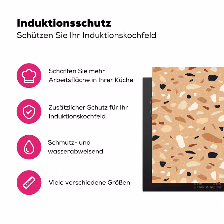 Terrazzo - Patroon - Kleurrijk - Oranje Inductie beschermer vinyl 3mm klein 276 -zzzzzzz-lf-ups