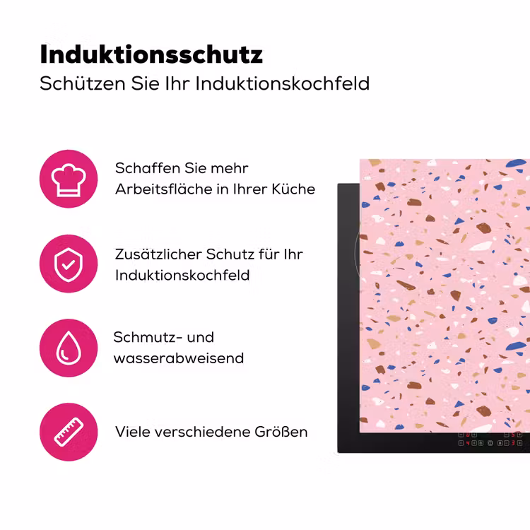 Terrazzo - Patroon - Kleurrijk - Roze Inductie beschermer vinyl 3mm klein 276 -zzzzzzz-lf-ups