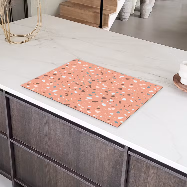 Terrazzo - Patroon - Kleurrijk - Roze - Blauw Inductie beschermer vinyl 3mm klein 276 -sfeer8