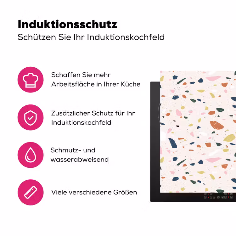 Terrazzo - Patroon - Kleurrijk Inductie beschermer vinyl 3mm klein 276 -zzzzzzz-lf-ups