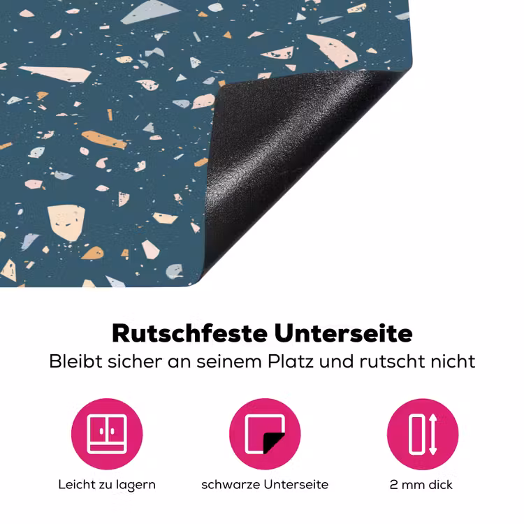 Terrazzo - Patroon - Kleurrijk - Diep blauw Inductie beschermer vinyl 3mm klein 276 -zzzzzzz-lf-onderkant