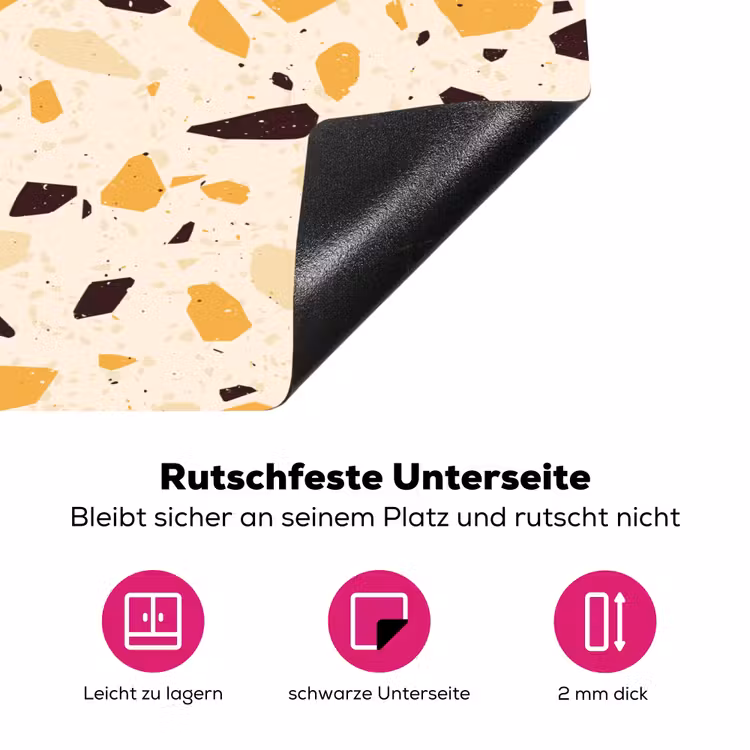 Terrazzo - Patroon - Geel - Inductie beschermer vinyl 3mm klein 276 -zzzzzzz-lf-onderkant