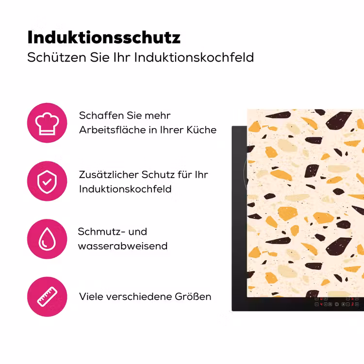 Terrazzo - Patroon - Geel - Inductie beschermer vinyl 3mm klein 276 -zzzzzzz-lf-ups