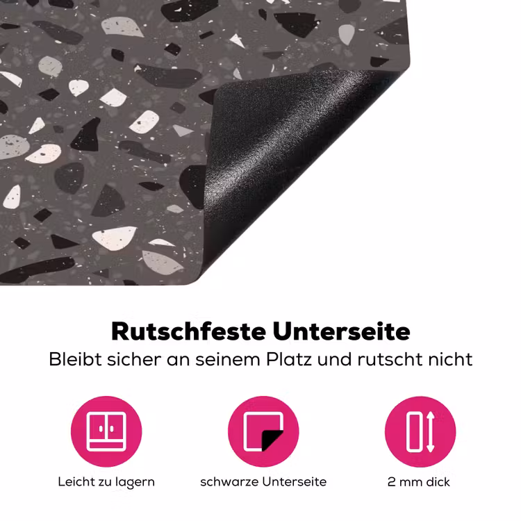 Terrazzo - Patroon - Grijs Inductie beschermer vinyl 3mm klein 276 -zzzzzzz-lf-onderkant