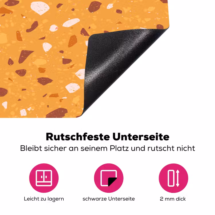 Terrazzo - Patroon - Okergeel Inductie beschermer vinyl 3mm klein 276 -zzzzzzz-lf-onderkant