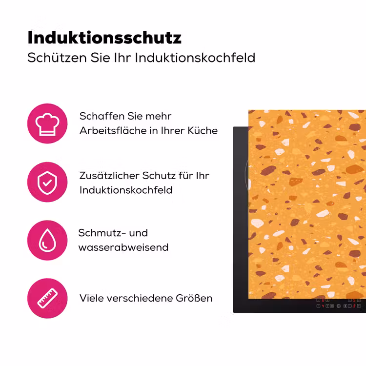 Terrazzo - Patroon - Okergeel Inductie beschermer vinyl 3mm klein 276 -zzzzzzz-lf-ups